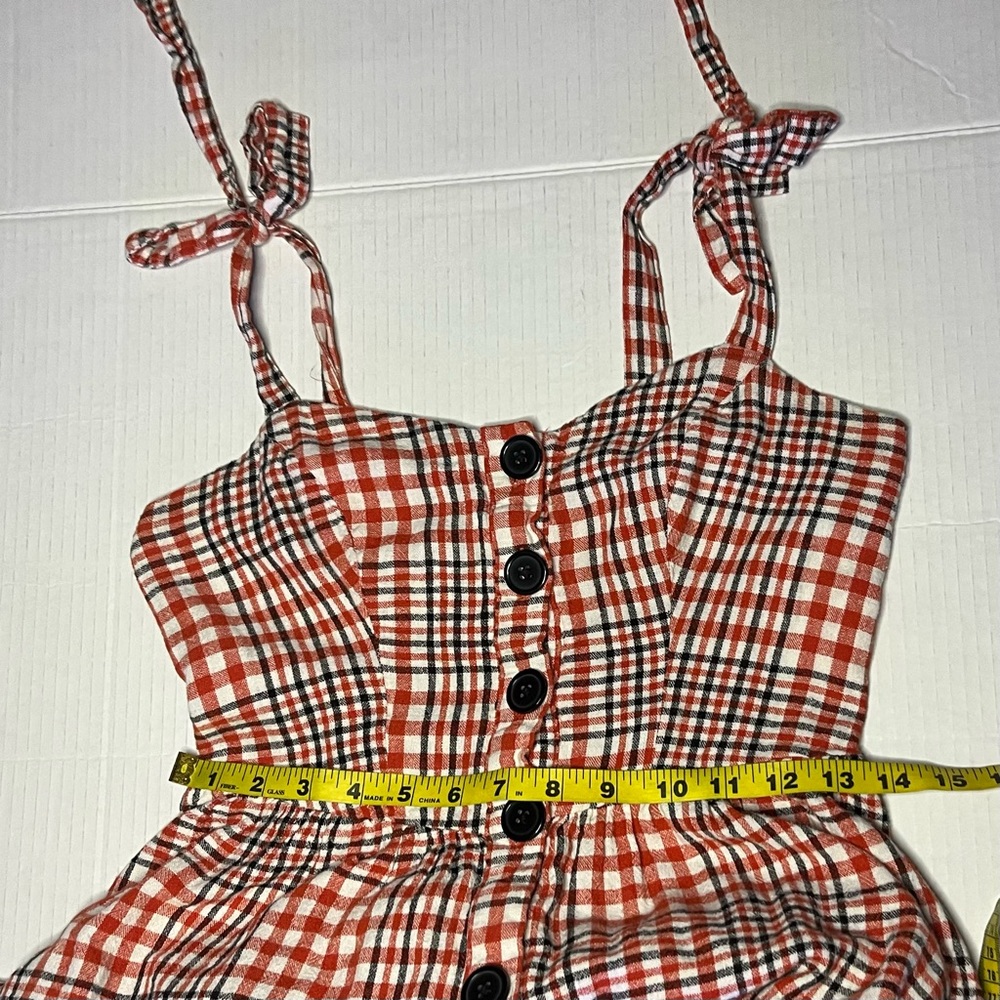 UO Plaid Positano Linen Apron Midi Dress - Picture 14 of 14